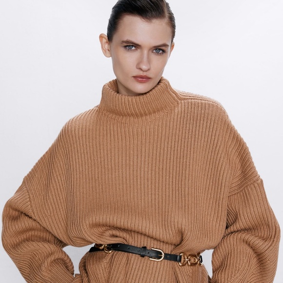 Zara Tan Knit Wool Blend Turtleneck Sweater - Picture 7 of 10